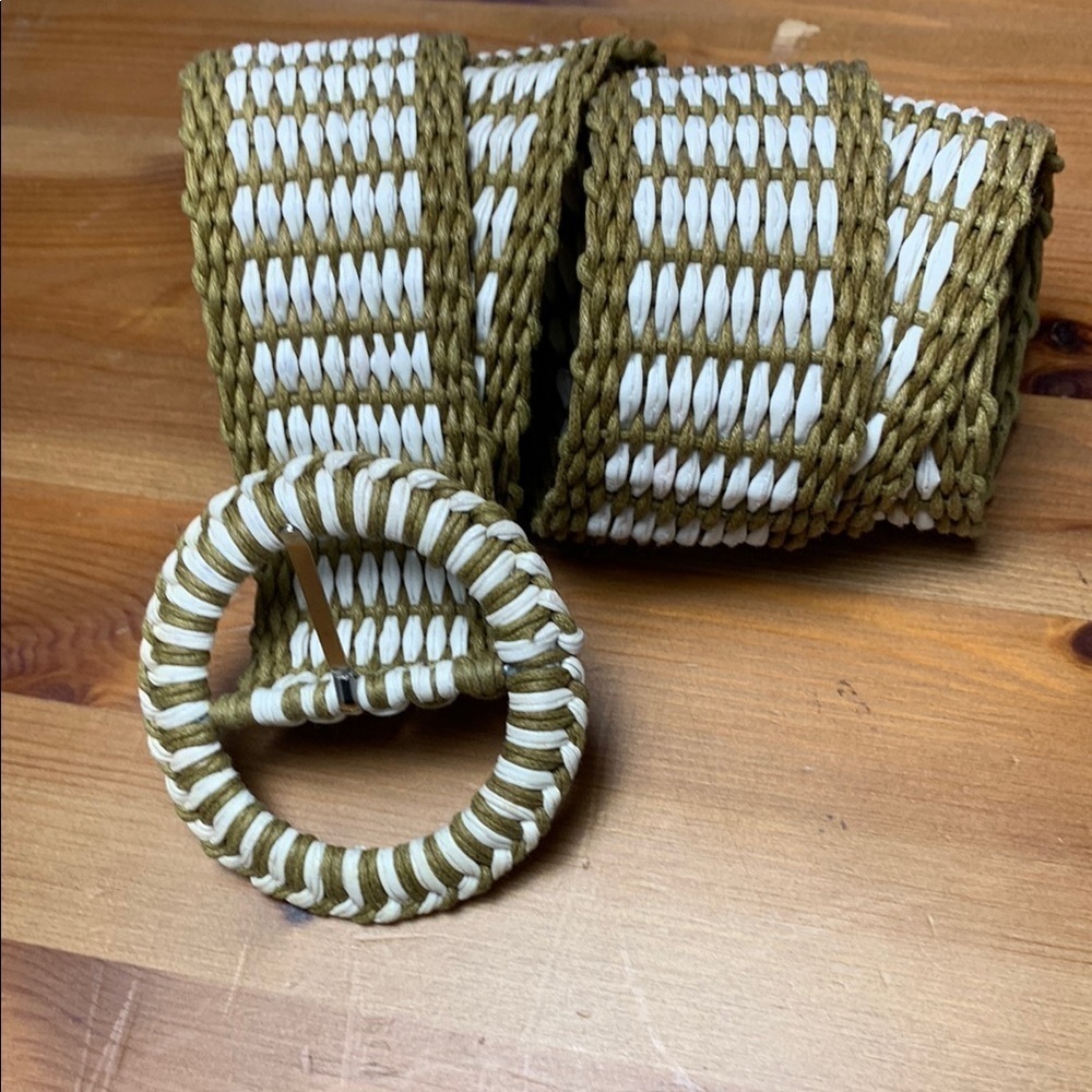 Unbranded Woven Belt, Olive Green & White, 40” long